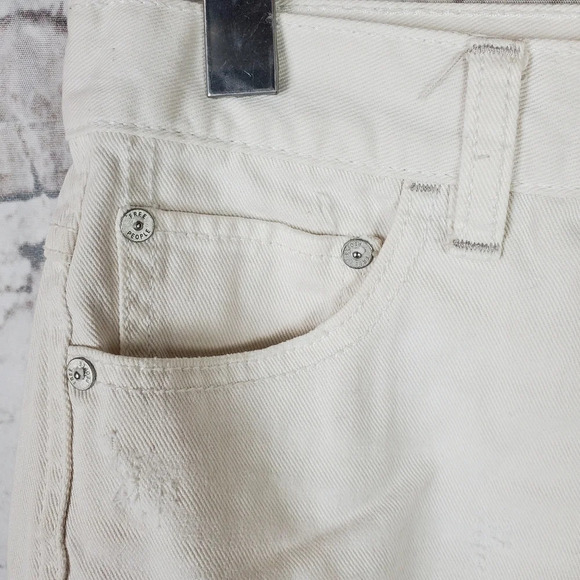 Free People Runaway Slouch Cutoffs Button Fly Cream Denim Size 24 Festival - Picture 5 of 16